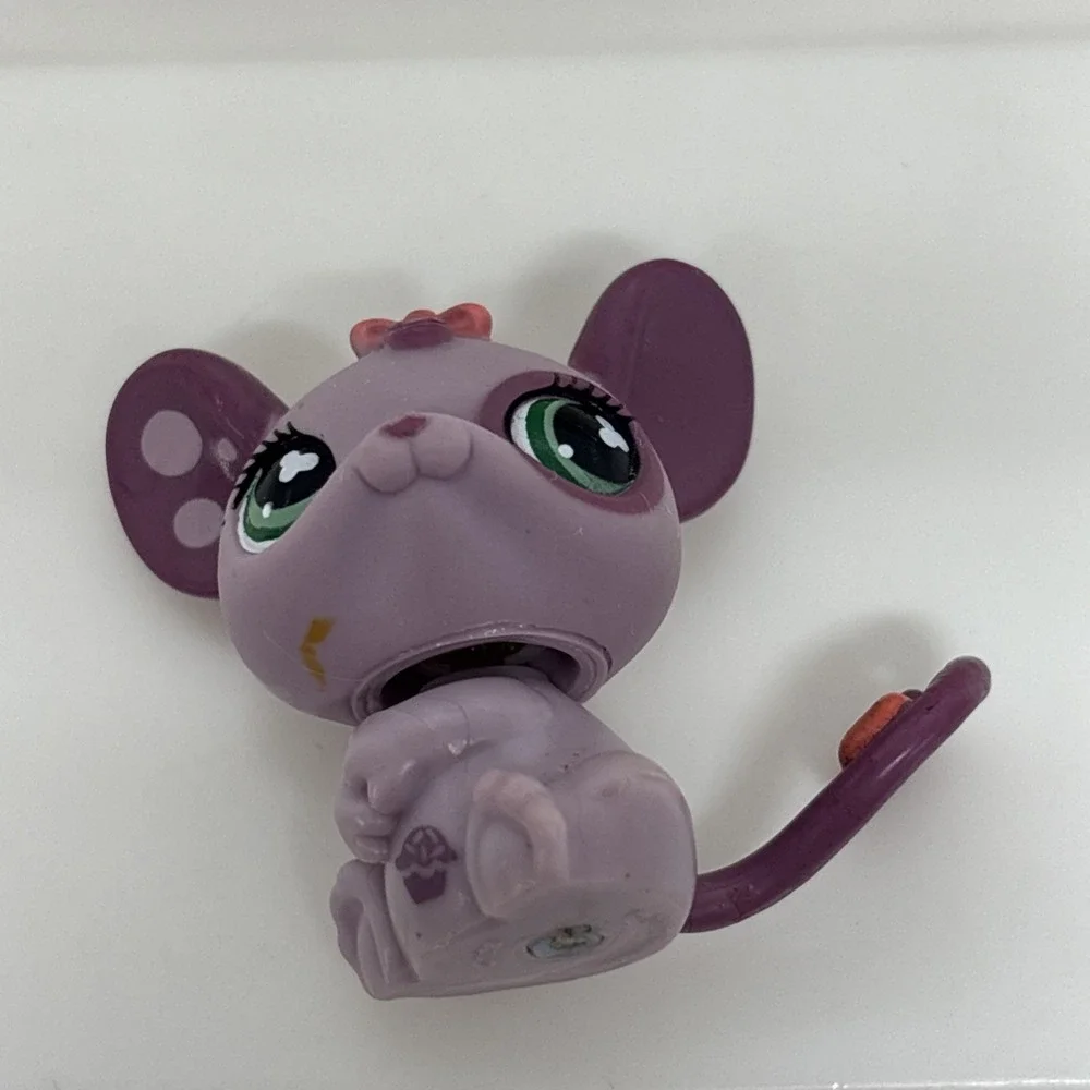 Littlest Pet‎ Shop LPS Purple Mouse #463 Green Eyes Hasbro 2007 Authentic